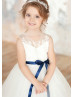 Unique Ivory Lace Glitter Tulle Flower Girl Dress